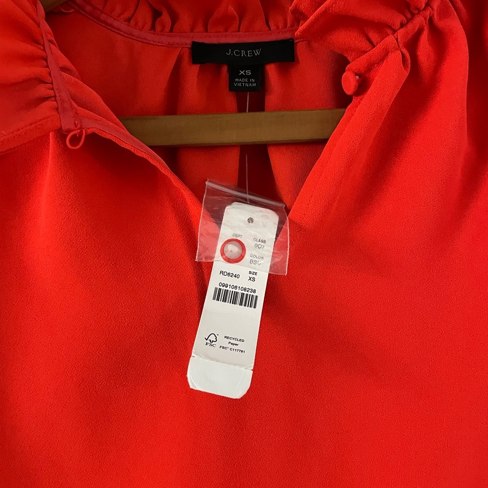 New with tags J. Crew orange ruffle blouse xs - Picture 3 of 7